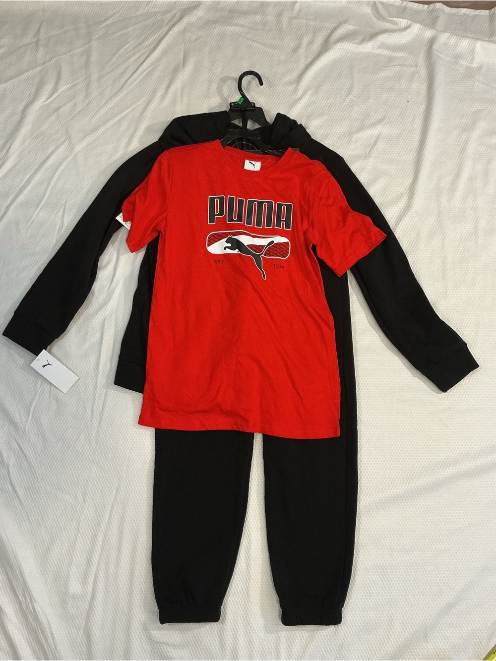 Puma Red Logo Tee with Black Hoodie & Jogger Set( 3 )